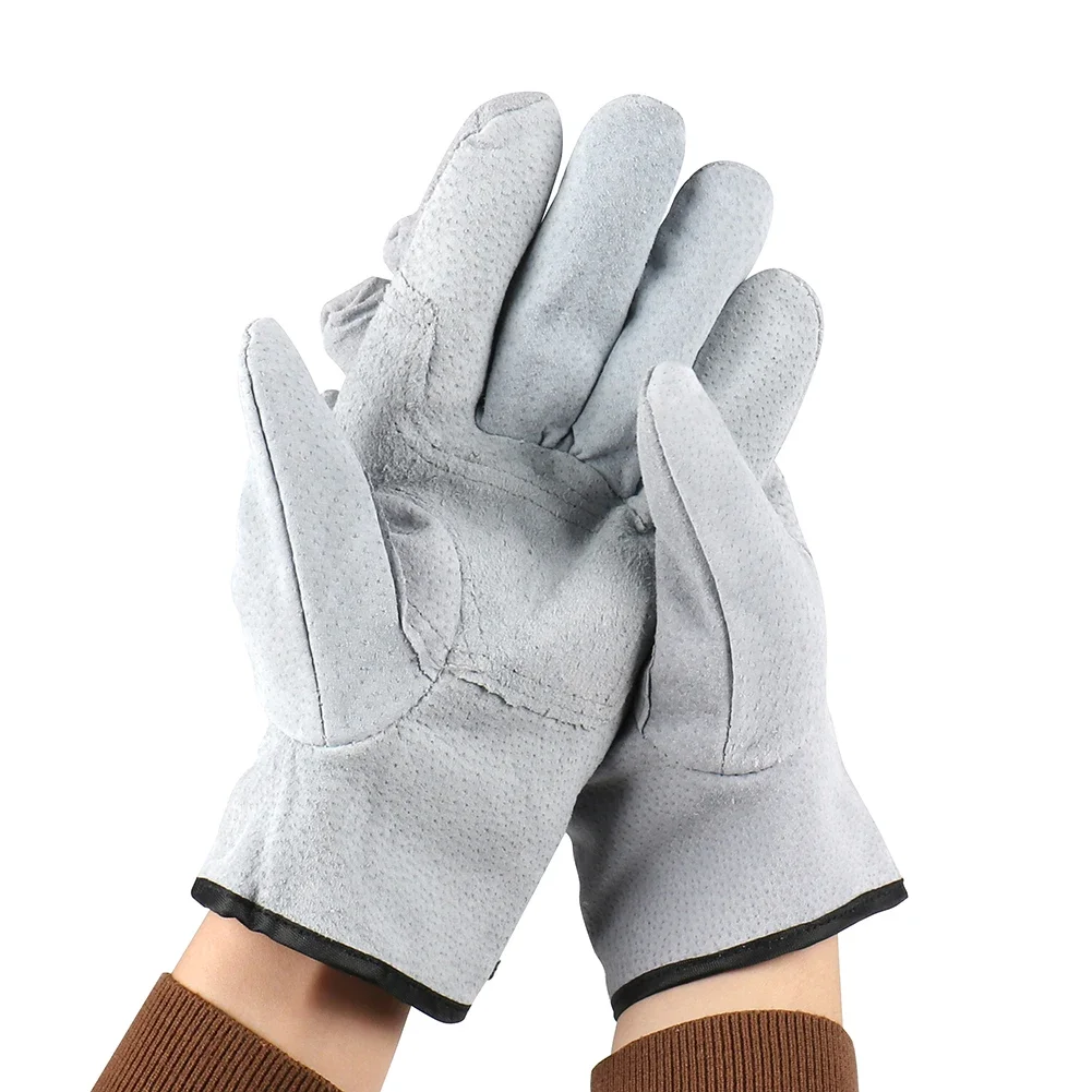 Guantes de trabajo de cuero de vaca, guantes resistentes al calor de soldadura, protección de seguridad, guantes de trabajo de seguridad para soldador, corte de jardinería