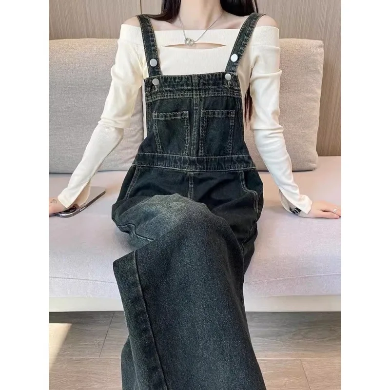 واسعة الساق البضائع وزرة النساء، الربيع والخريف جديد عالية الخصر التخسيس الأمريكية الرجعية المتخصصة مستقيم الساق غسلها Pa #3