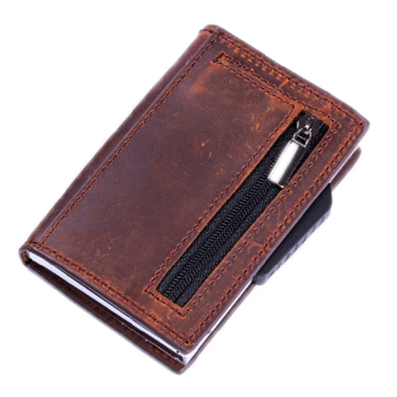 

Credit Card Holder Wallet Mens Slim Wallet PU Leather Aluminum Alloy Card Holder RFID Blocking Minimalist Wallet