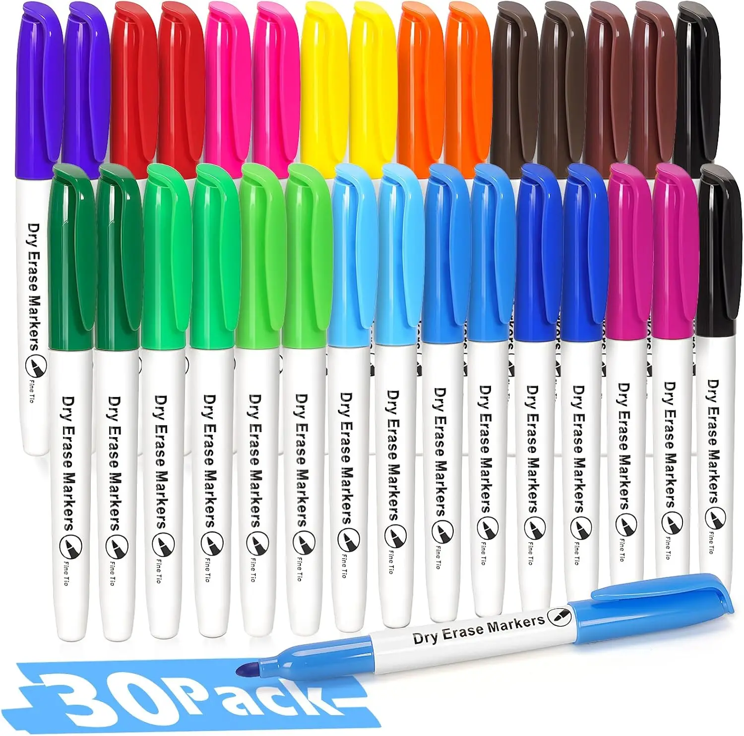 

30 Pack Dry Erase Markers Fine Tip Whiteboard Pens Bulk for Classroom Home School Supplies