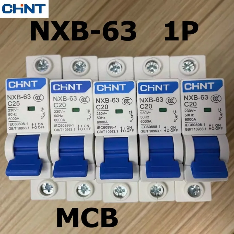 CHINT MCB NXB-63 1P 1A 2A 3A 4A 16A 32A 63A Miniature Circuit Breaker AC 230V DIN Rail Mounting Miniature Household Air Switch