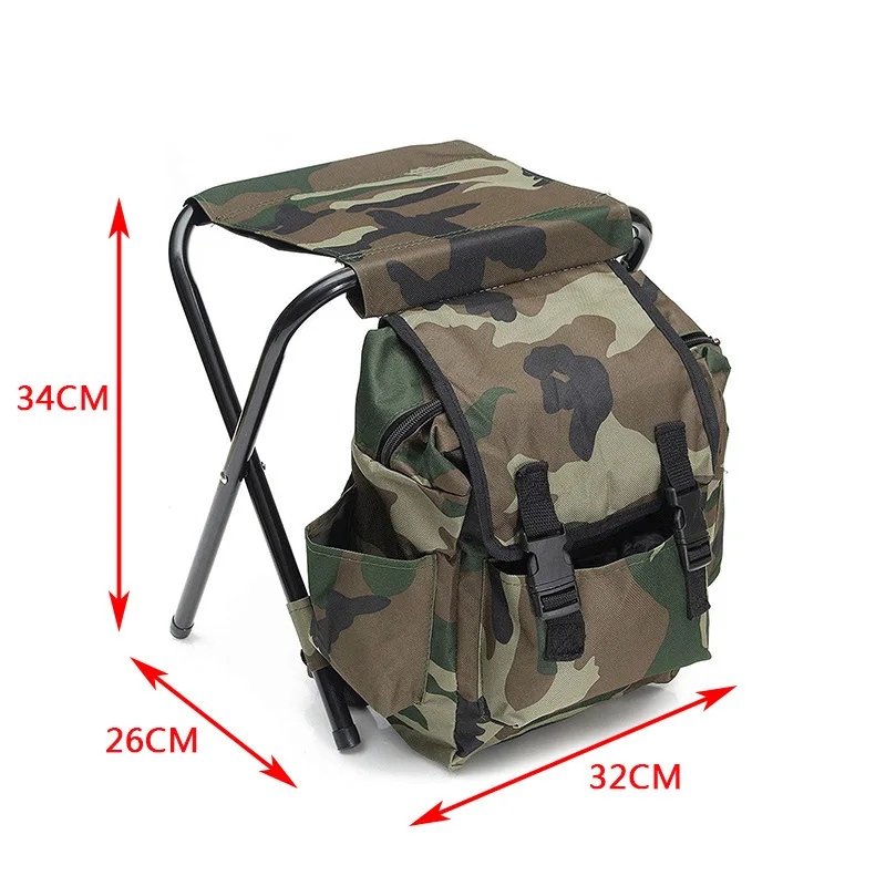 

2 in 1 backpack bag outdoor wear resistant camouflage foldable portable fishing chair