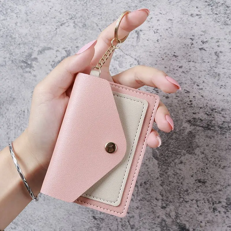 

Fashion Slim Leather Wallet Business Credit Card Holder Short Purse Leather ID Card Holder Candy Color Bank Multi Slot Card Case