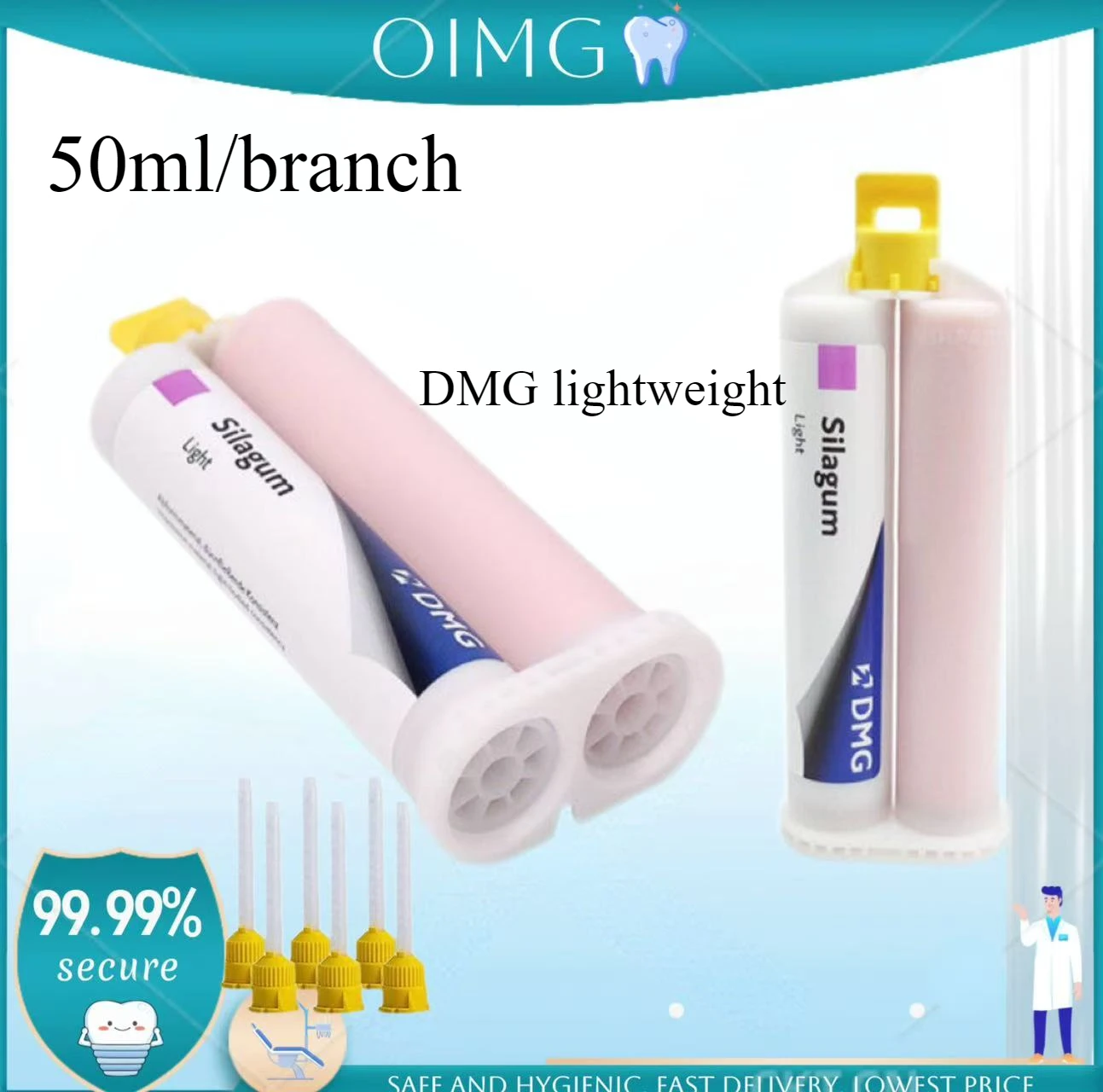 

Dental Material DMG Silagum Comfort Soft Relining 50ml Cartridge Permanently Denture Reliner Partial Implant-anchored Prostheses