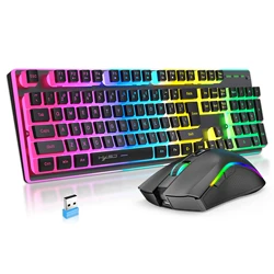 Teclado inalámbrico HXSJ L96 para pc, periférico con 2025 teclas, 104G, sensación mecánica, para juegos, ordenador portátil, 2,4