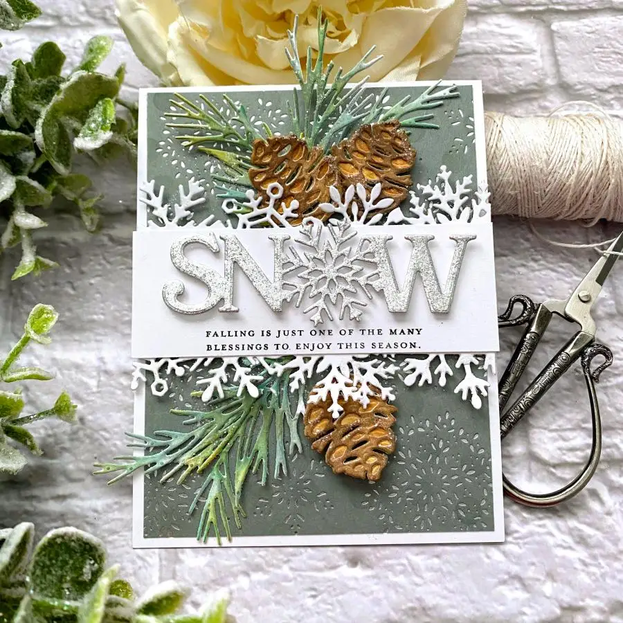 2025 New Arrival Word Snow Snowflake Background Knife Mould Metal Cutting Dies for DIY Scrapbooking Card Making Stencils Crafts