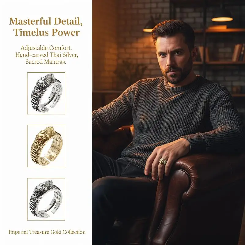 Pixiu Feng Shui Ring For Protection Of Wealth Adjustable Ring Engraved Heart Sutra For Spiritual Jewelry Lovers Daily Wear