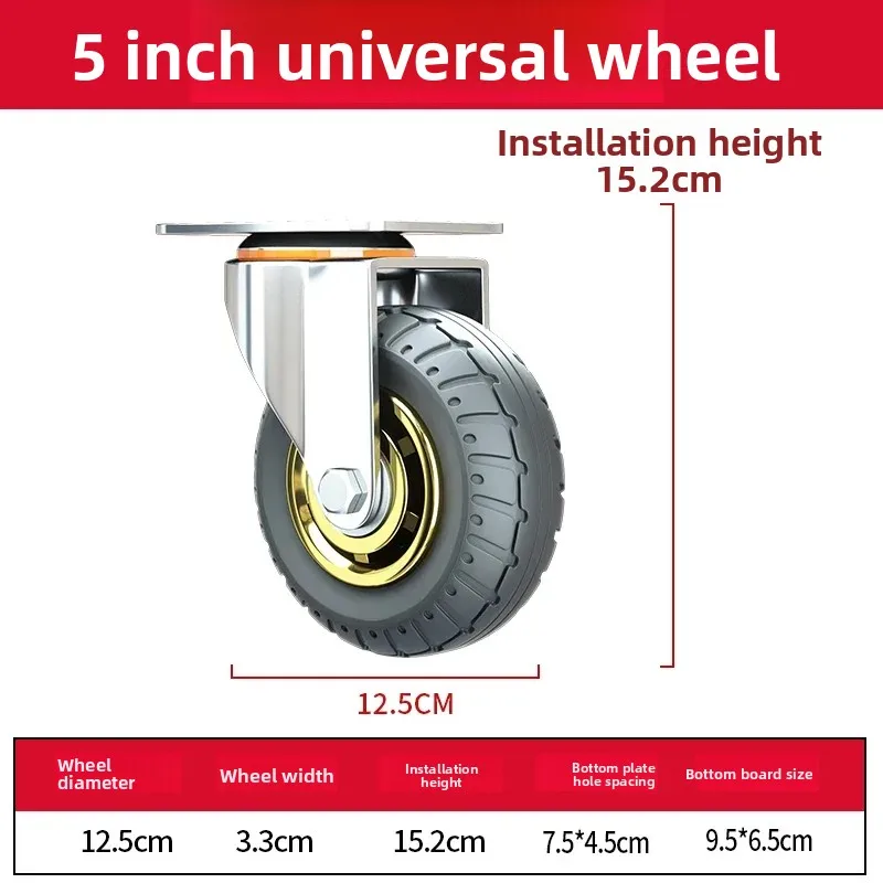 1 STKS Universele Zachte Rubberen Meubelwielen met Eenrichtingsstille Remwiel 3/4/5 Inch voor Bureau Karren