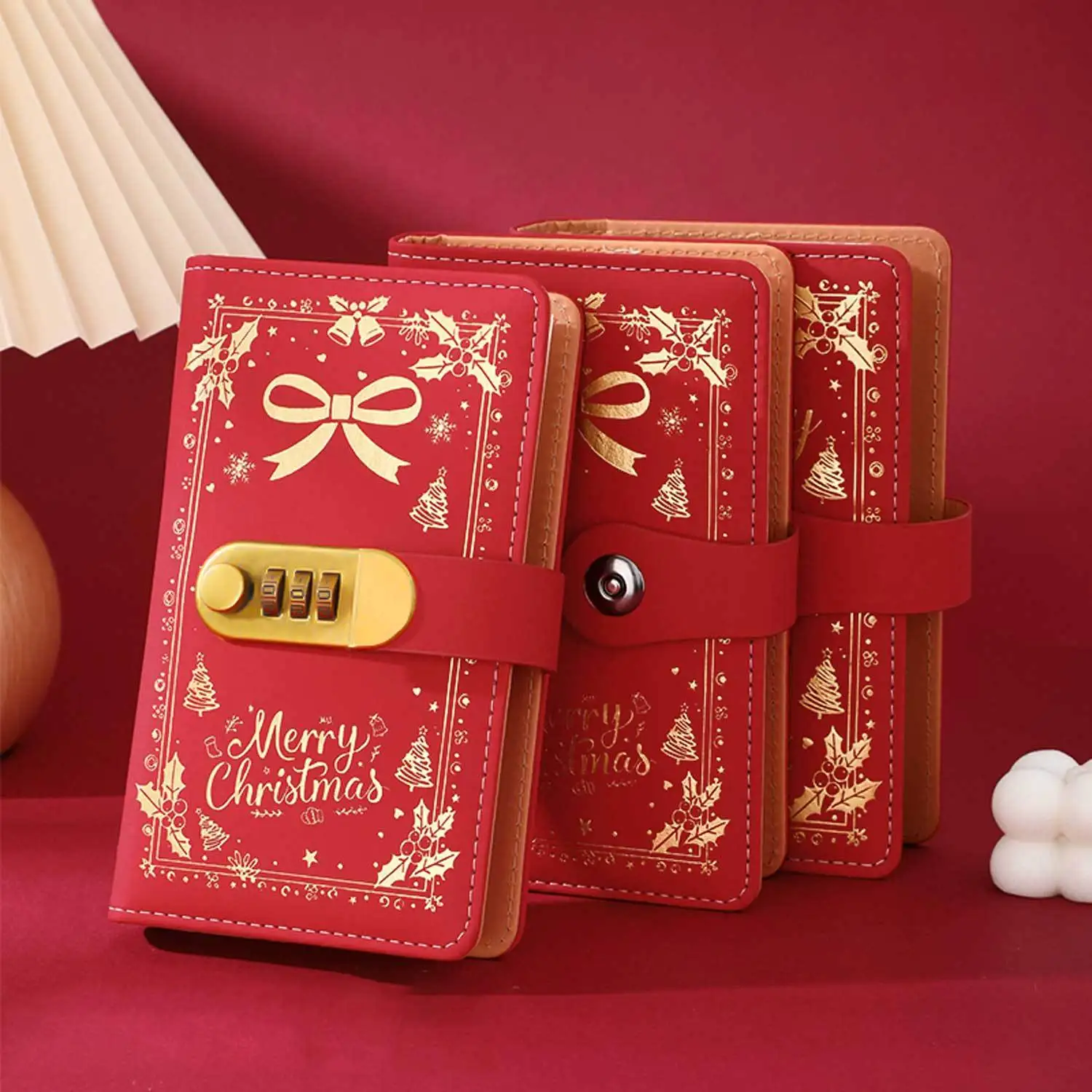 Christmas Cash Saving Binder Book Money Storage Notebook with Password Lock or Snap Button Xmas Holiday Gift for Budget Planner
