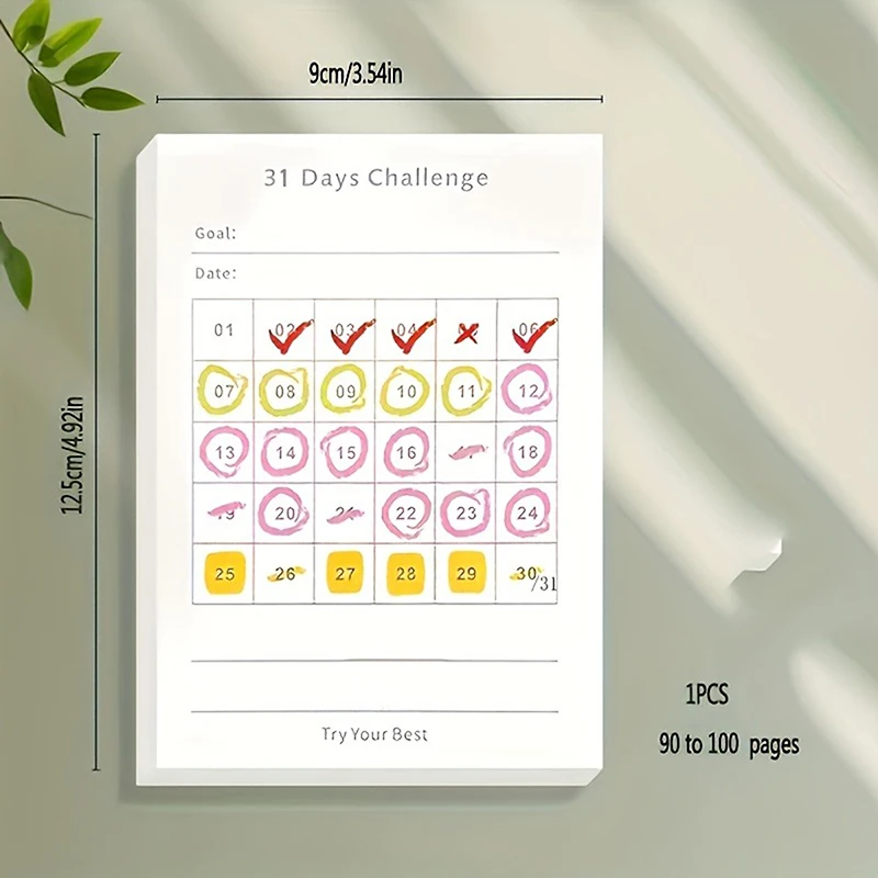 30 Days Planner Daily Challenge Notepad Self-Discipline Checklist Self-adhesive Memo Pads Mini Pocket Checklist Writing Pads