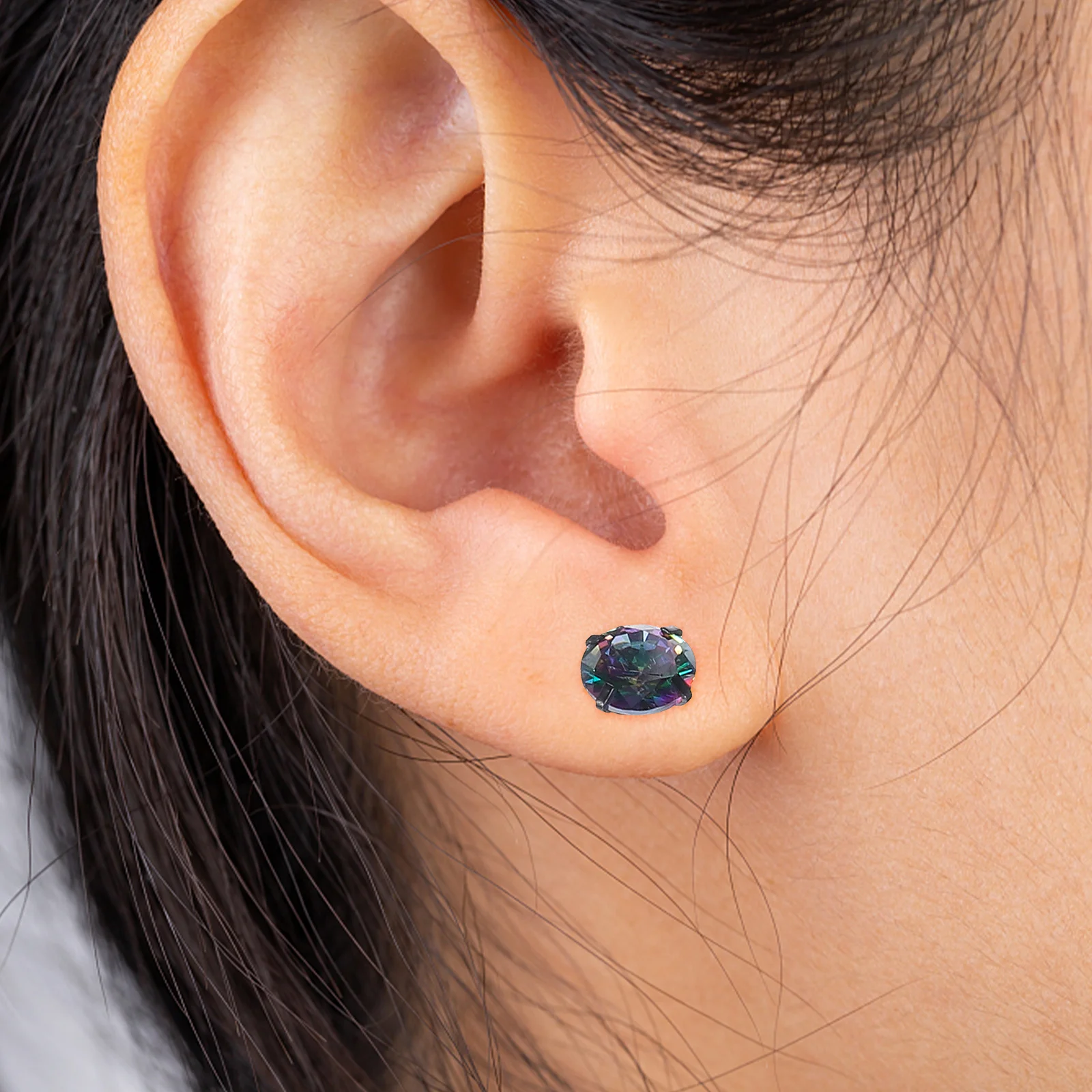 

4Pairs Colorful Zircon Ear Studs Smooth Elegant Women Earrings Wear Resistant Fashion Jewelry Gift for Her Zircon Ear Studs