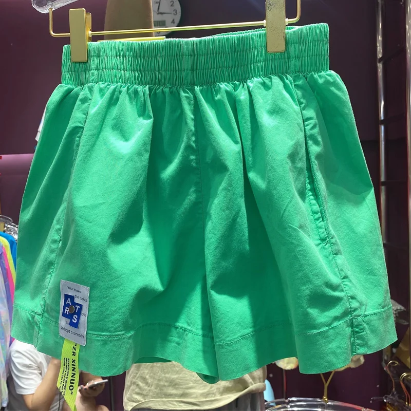 Sommer neue elastische Taille Patchwork Shorts einfarbig lose plus Größe weites Bein Hosen Trend lässig koreanische Frauen kleidung