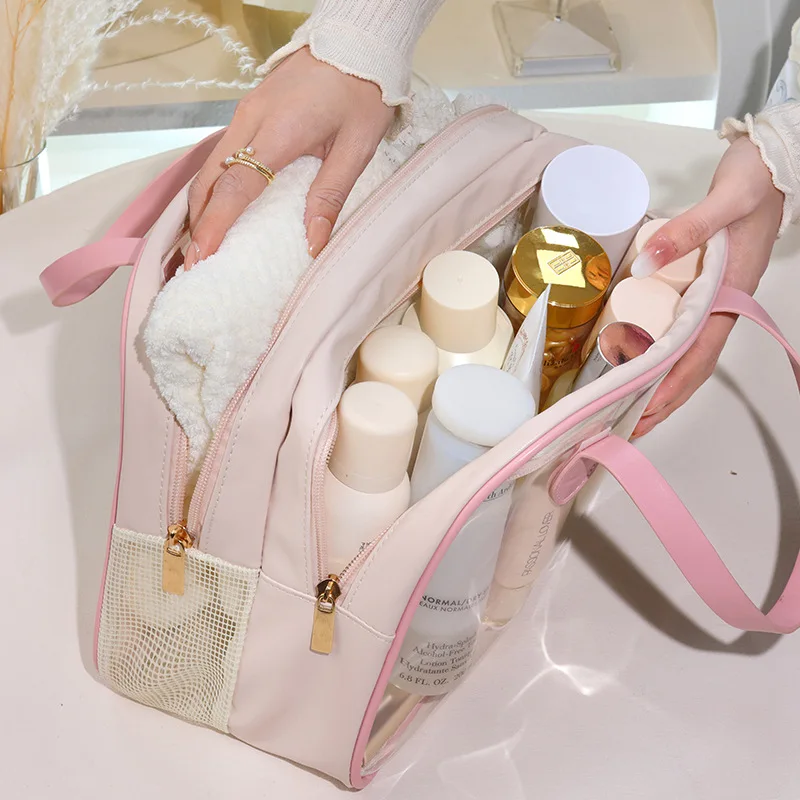 Dry and Wet Separation Makeup Bag with Large Capacity, Portable and Waterproof Cosmetic Bag