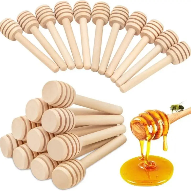 2-100pc Long-Handled Wooden Honey Spoon 8/10/15cm Stirring Stick Natural Food-Grade Stirring Stick For Coffee, Milk ,Tea, Honey