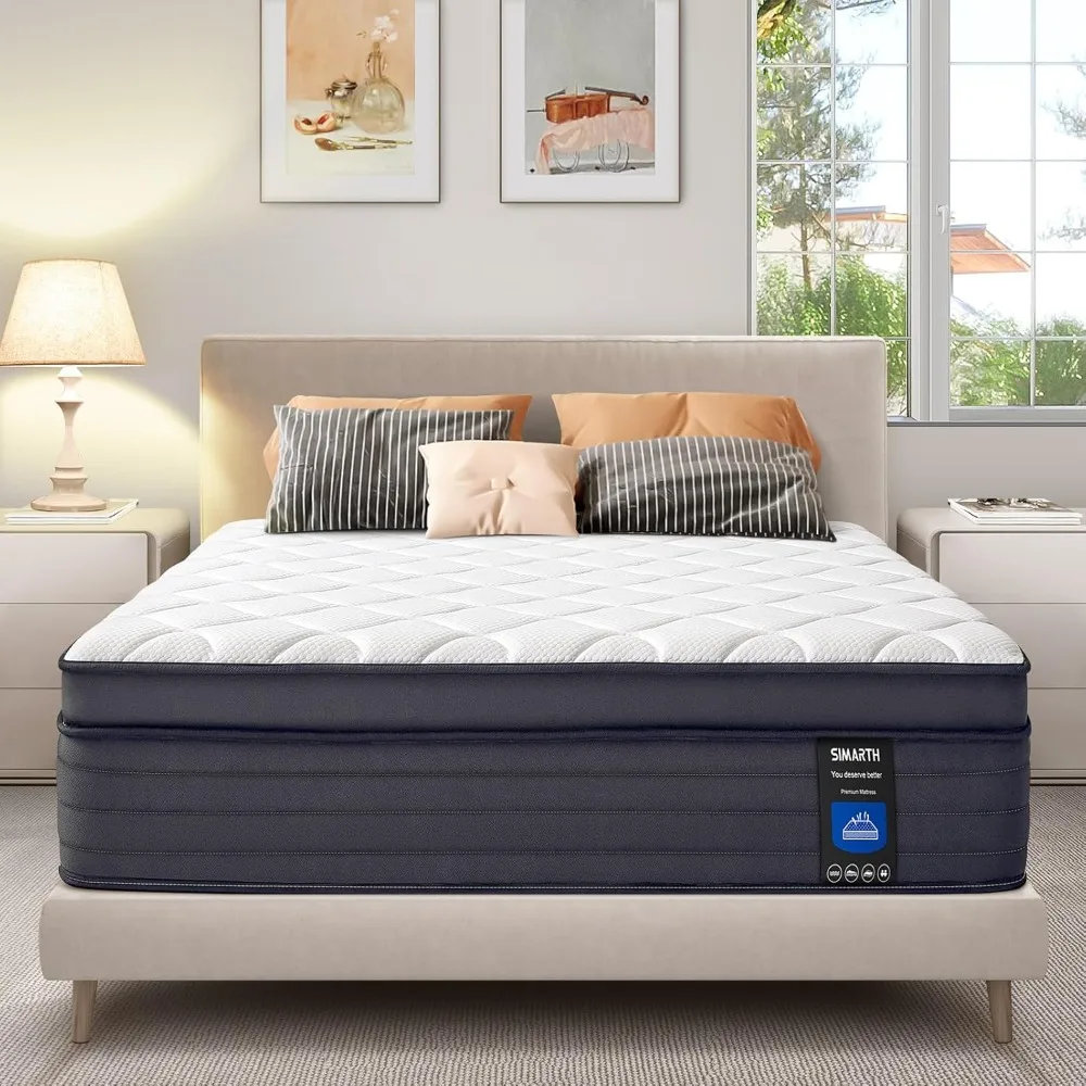 

King Size Mattress 14 Inch - Upgrade Strengthen, Memory Foam Hybrid Mattress with Motion Isolation and Pressure Relief, Strong E