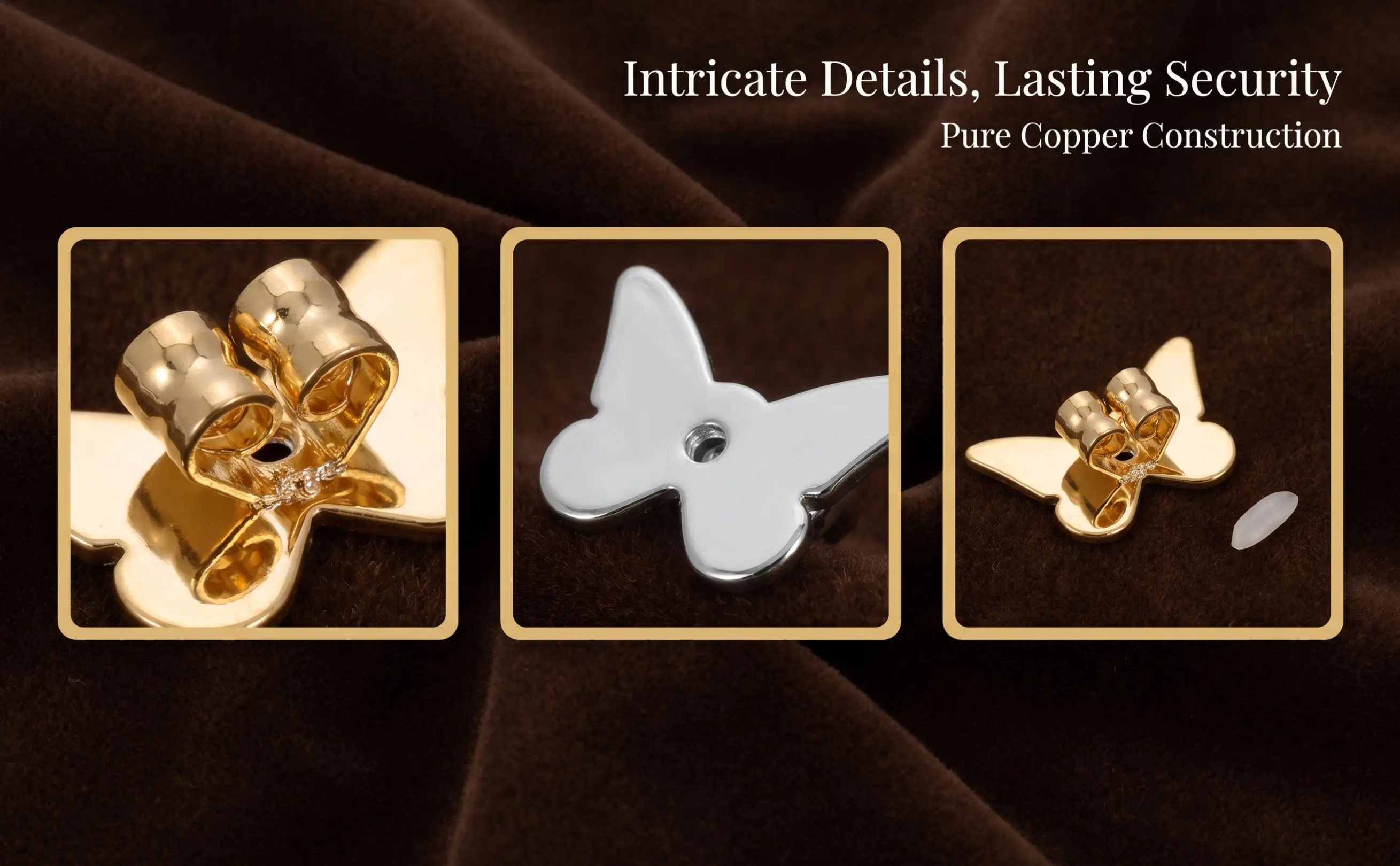 4Pcs Copper Butterfly Earring Backs Earlobe Lifter Support Earring Stopper Replacement for Heavy Earrings Daily Wear Party