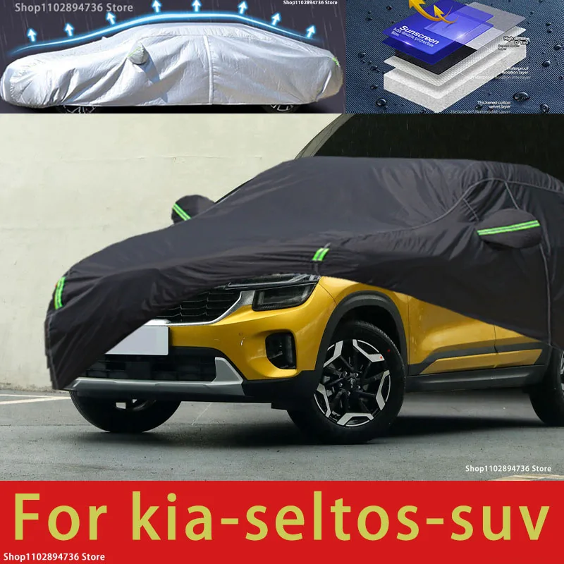 

For Kia Seltos Fit Outdoor Protection Full Car Covers Snow Cover Sunshade Waterproof Dustproof Exterior black car cover