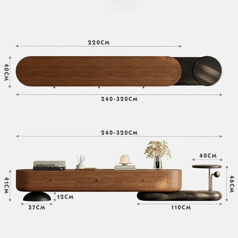 Mid Century Monitor Stand Drawers Walnut Long Storage Tv Cabinets Telescopic Bench Muebles Para Salas Luxury Room Furniture
