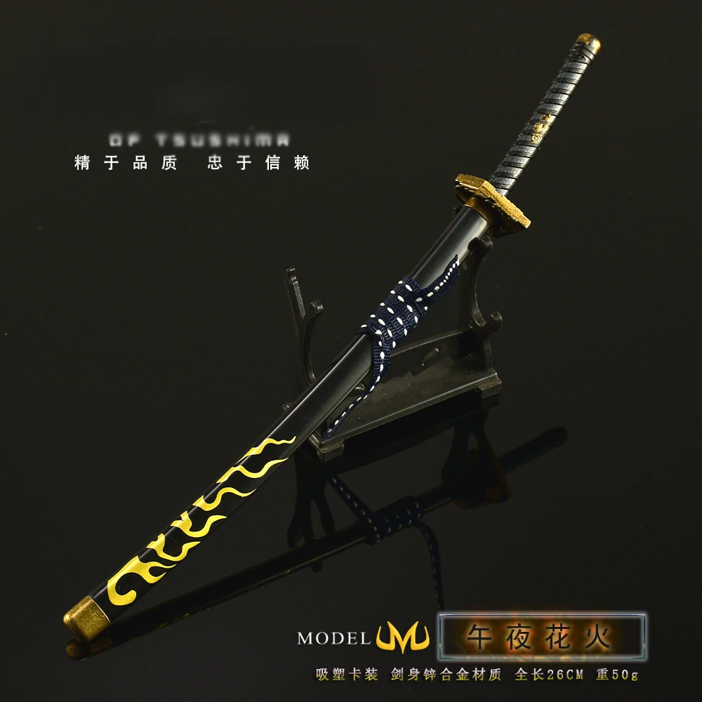 كاماكورا فترة منتصف الليل زهرة سيف ساموراي 26 سنتيمتر جميع المعادن الزخرفية العنصر الدعامة الصبي هدية جمع لعبة السيف تأثيري الدعامة #2