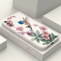 Soft Silicone Case For Samsung Galaxy M62 M53 M51 M30S M21 A81 M33 M31 M10 F62 M14 M60S Liquid Matte Cute Bird Flower Cover