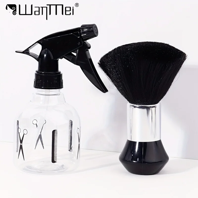 2-teiliges professionelles Haarschnitt-Zubehör-Set, Halsstaubbürste mit 250 ml Wassersprühflasche, Bart, Rasierer, Staubwedel, Styling-Set