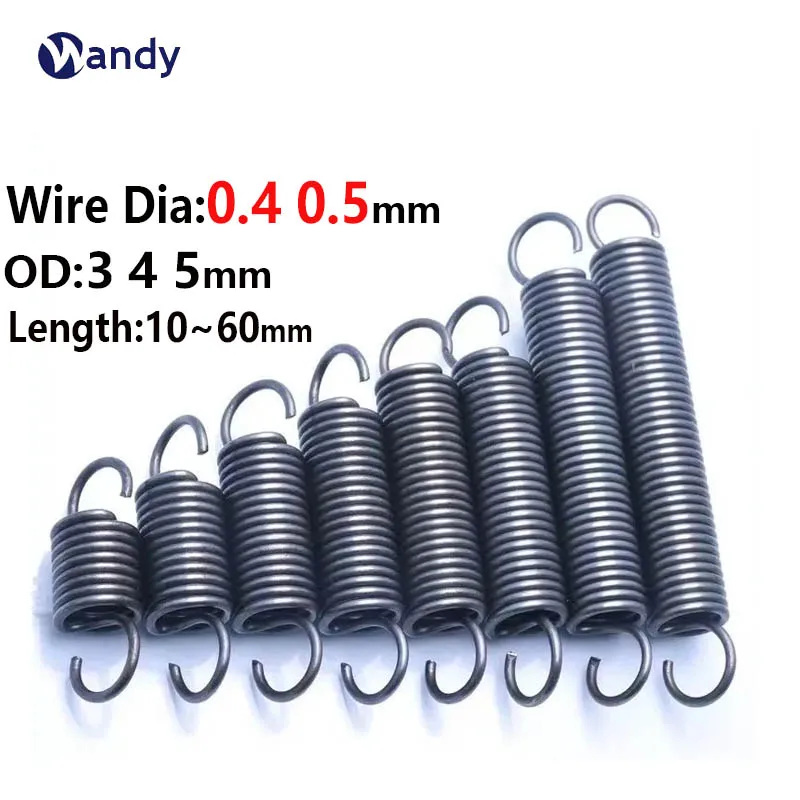 

10Pcs Open Hook Tension Spring Pullback Spring Coil Extension Spring Draught Spring Wire Dia 4mm 5mm OD 3 4 5mm Length 10-60mm