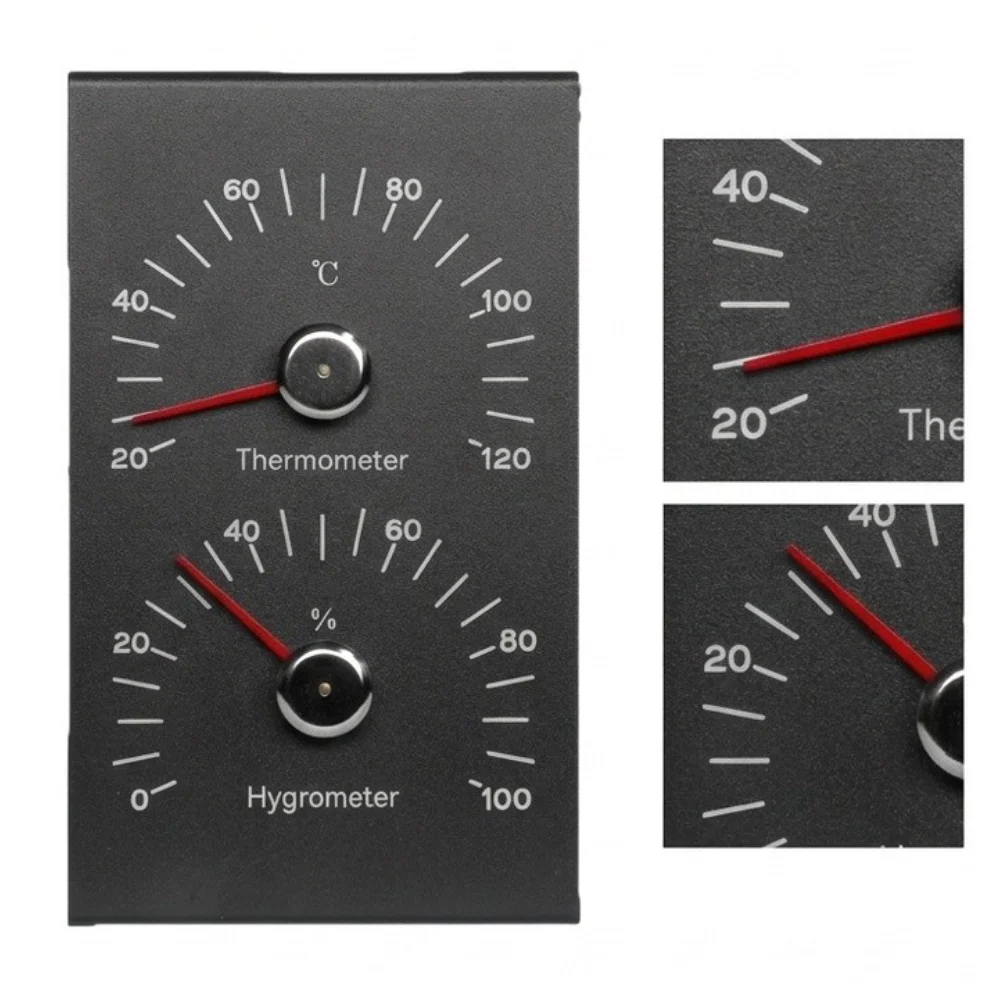 Metal Sauna Thermometer and Hygrometer for Steam Room Wall Mount Dual Display Temperature Humidity Measurement Black