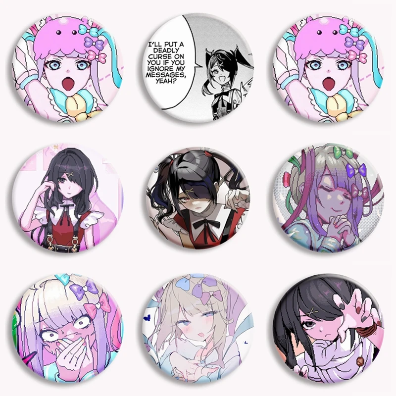 Needy Girl Overdose Game Ame Anime Button Pin Kawaii KAngel & Ame-Chan Brooch Cosplay Badge Bag Decor Jewelry Fans Gift 58mm