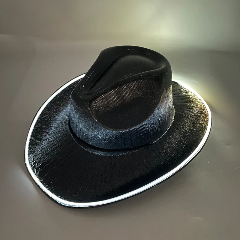 Cappello da cowboy perlescente a LED in stile wireless Festival Disco Sposa Festa di addio al nubilato Forniture natalizie Cappello da cowgirl occidentale illuminato