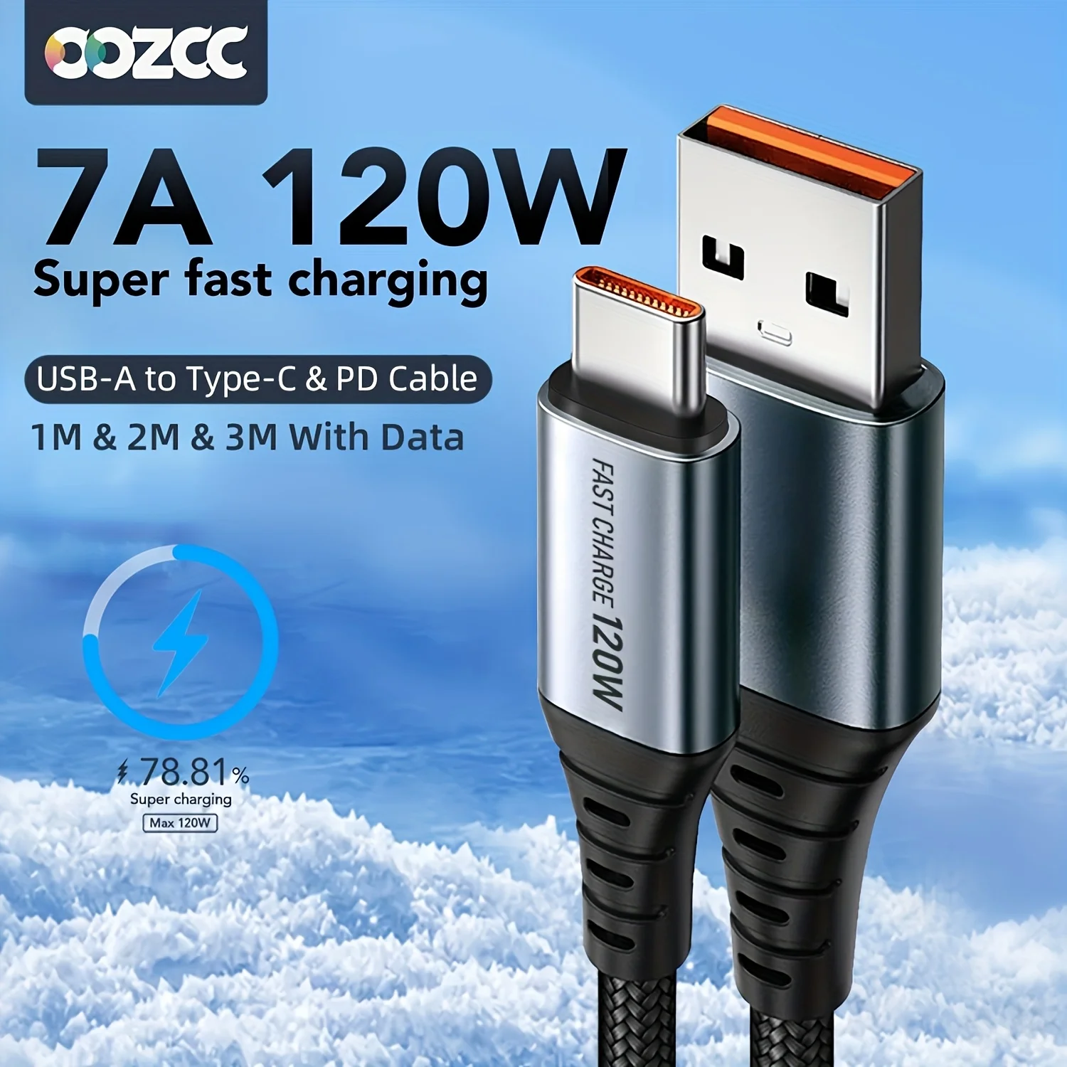 6 قطع كابل بيانات USB-Type-C، كابل شحن سريع 120 وات، مناسب لمنافذ شحن من النوع C للهواتف المحمولة والأجهزة الأخرى