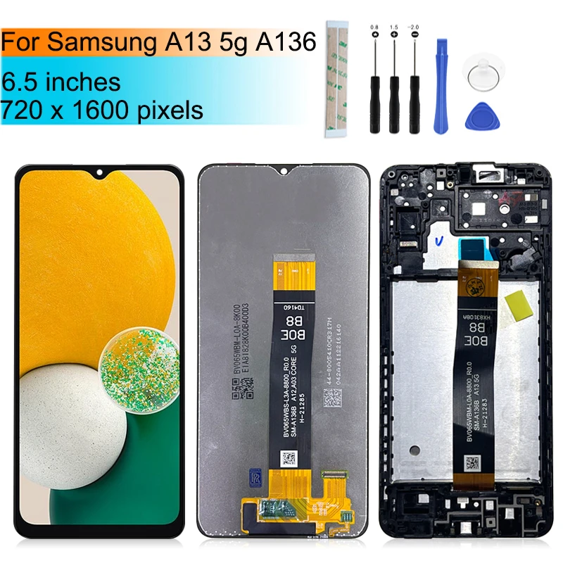 

For Samsung Galaxy A13 5G LCD A136 LCD Display Touch Screen Digitizer Assembly With Frame For Samsung A136B A136U Display Repair