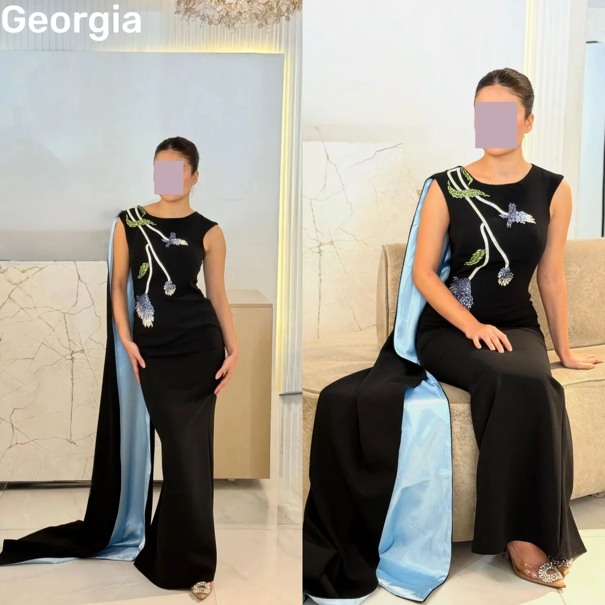 

Elegant Formal Occasion Dresses Customize Sheath Scoop Neckline Floor-Length Evening Dresses Beadings Sleeveless Vestidos De Fie