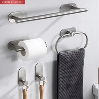 American Towel Ring 304 Stainless Steel Punch-free Towel Rack Round Square Towel Pendant Bathroom Toilet Ring Roll Hanger Set