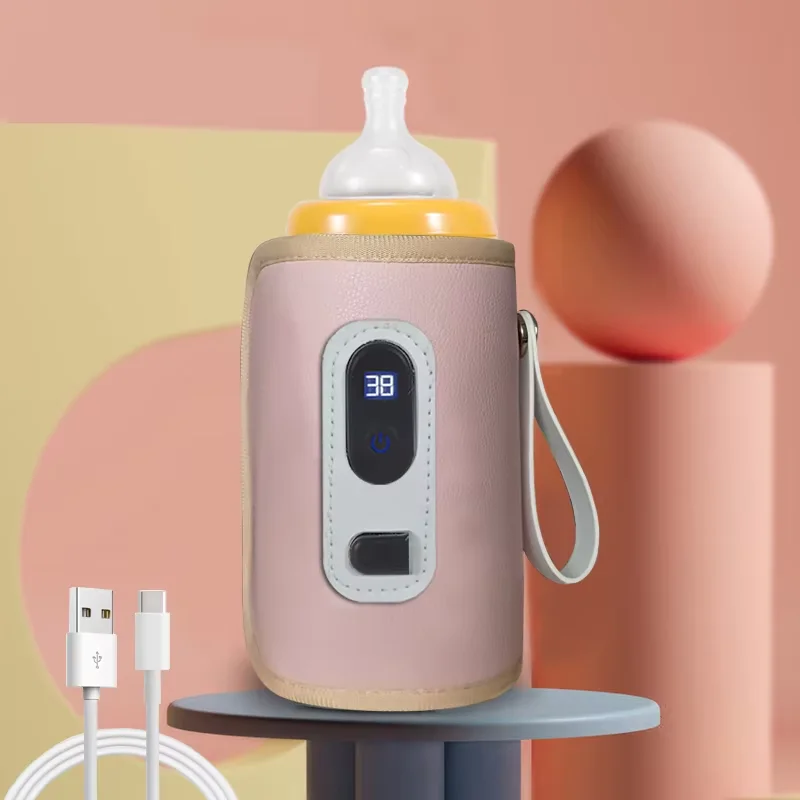 Portable Baby Bottle Insulation Sleeve, Baby Milk Insulation Device with LCD Screen, USB Insulation Bottle for Car Travel, Porta