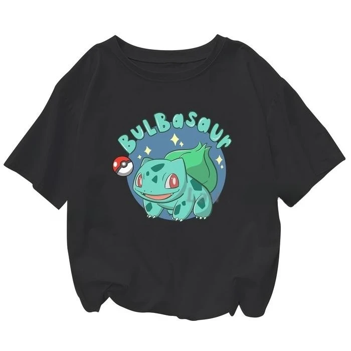 2025-verao-pokemon-anime-bulbasaur-100-algodao-puro-impresso-camiseta-masculina-y2k-harajuku-solto-casual-versatil-topo-de-manga-curta