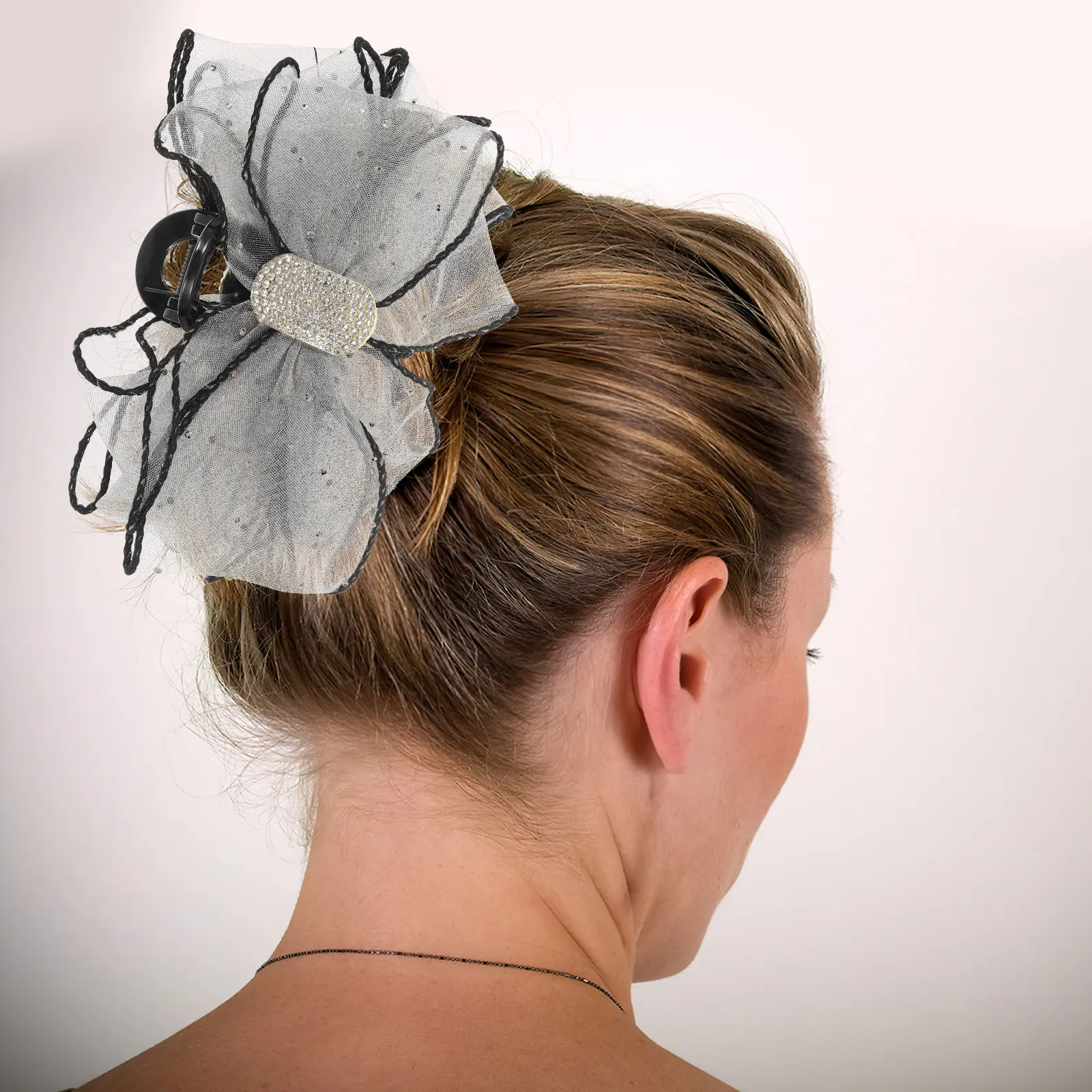 

Двусторонняя заколка-краб для волос с бантом, блестками и стразами, большая заколка-зажим для женщин, для вечеринок, свадеб, повседневной носки и укладки волос