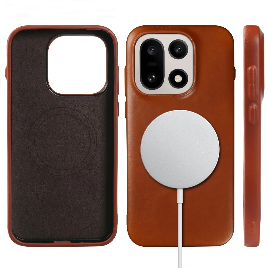 For Magsafe Genuine Real Leather Case For OnePlus 15 15T 15R 13T 13S 13 13R 12 12R 11 11R 10T 10 Pro Phone Case Back Cover Coque