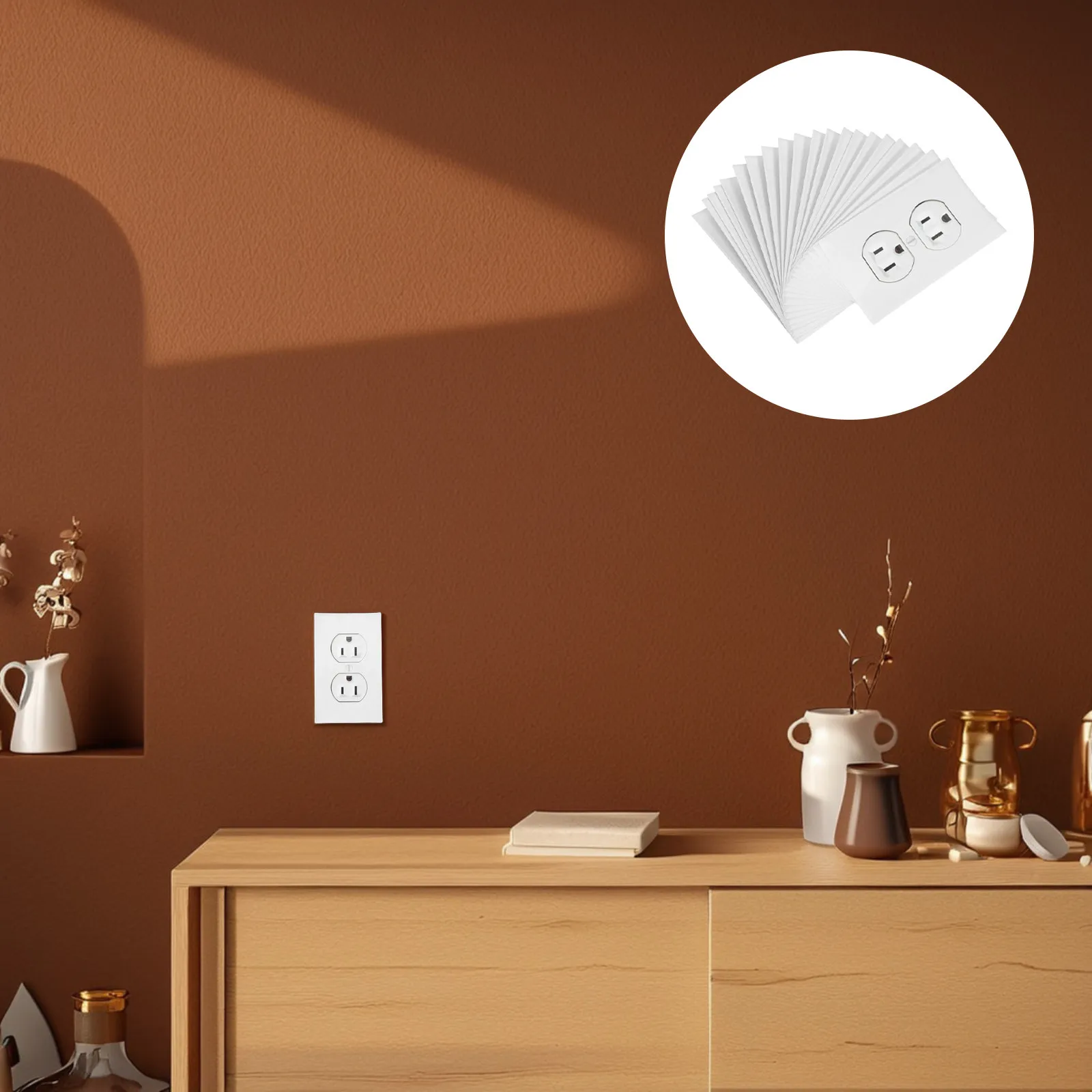 20Pcs Vinyl Fake Outlet Stickers Realistic Power Socket Cover Plate Prank Home Office Funny Decorative Stickers