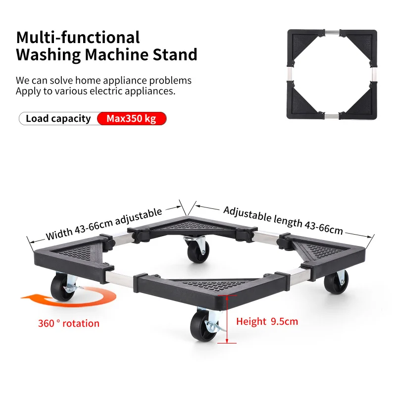 

Small refrigerator, small washing machine, quick-release mobile base, thickened shockproof adjustable stand, universal wheel mob