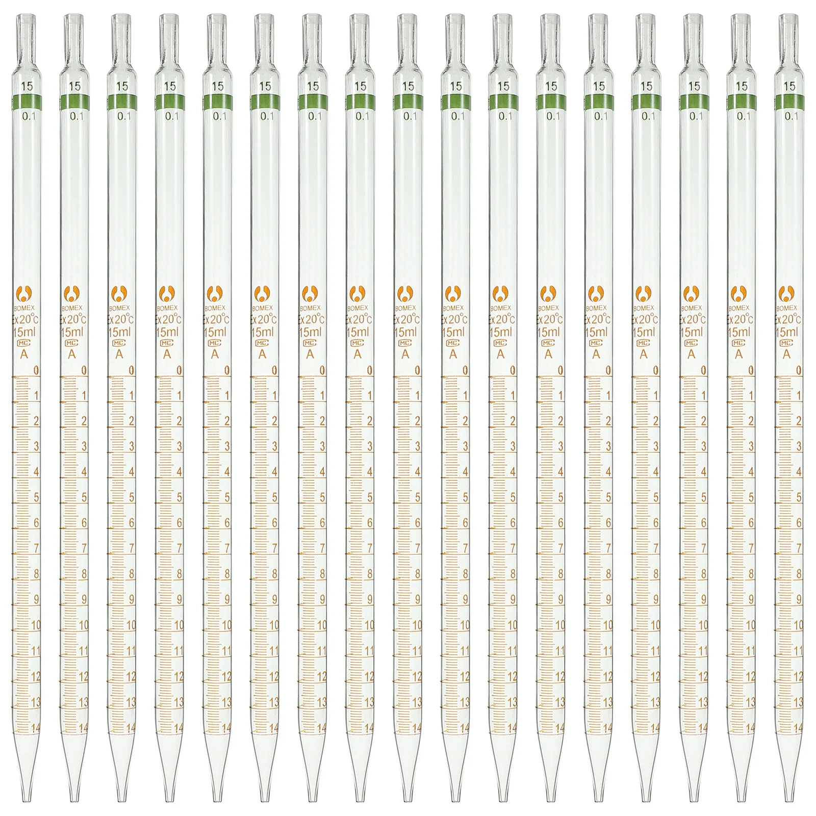 

20Pcs Glass Graduated Pipettes Accurate Measurement Laboratory Droppers Professional Durable Transparent Efficient