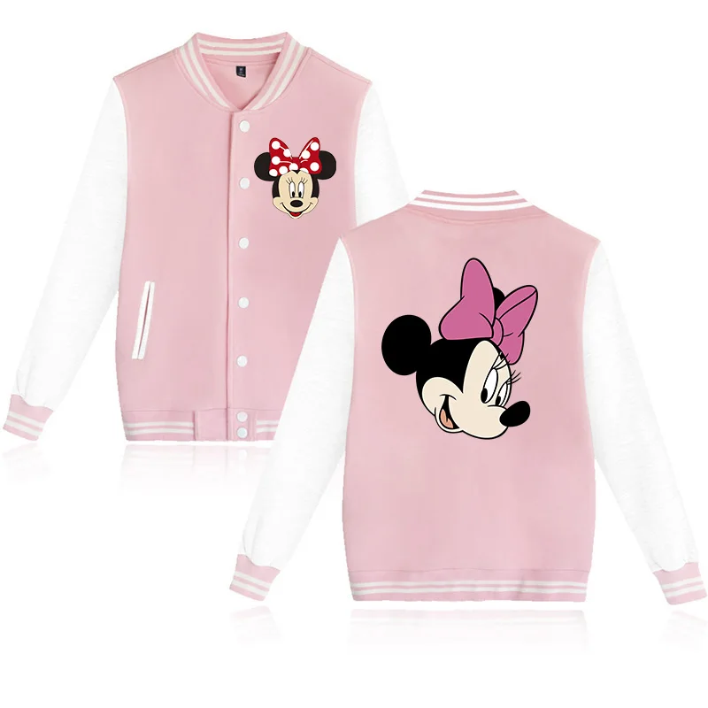 Punk Hoody Men Women Baseball Jacket Disney Mickey Minnie Mouse Hoodie Clothes Kid Girl Boy Jackets Sweatshirt Baby Top Children