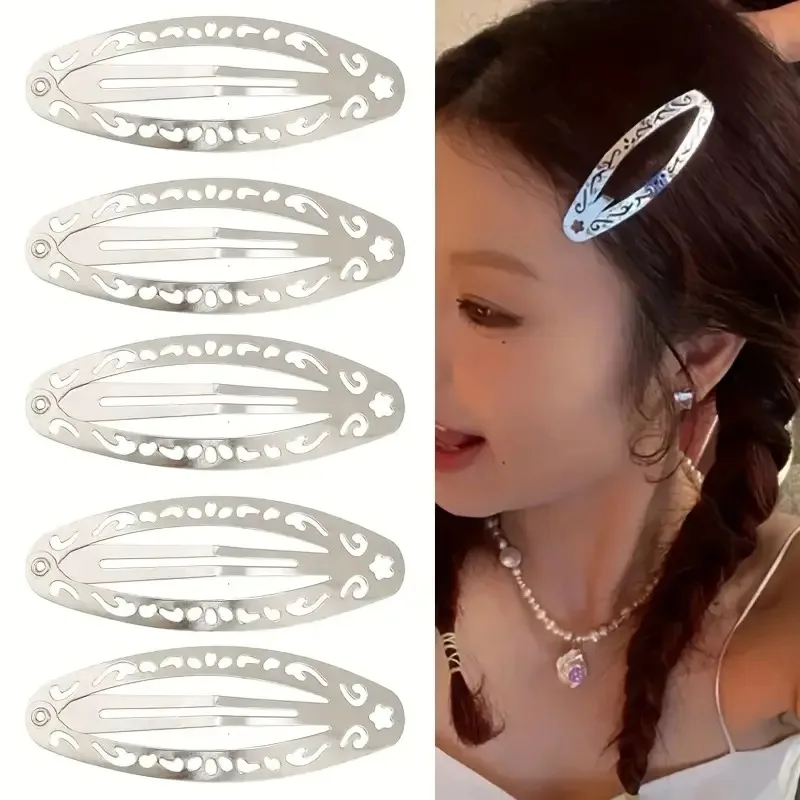 

Retro y2K Hair Clips Droplet Shape Flower Hollow Print Hair Clips Cute Harajuku Hair Pin Punk Korean Fashion Headwear for Girls