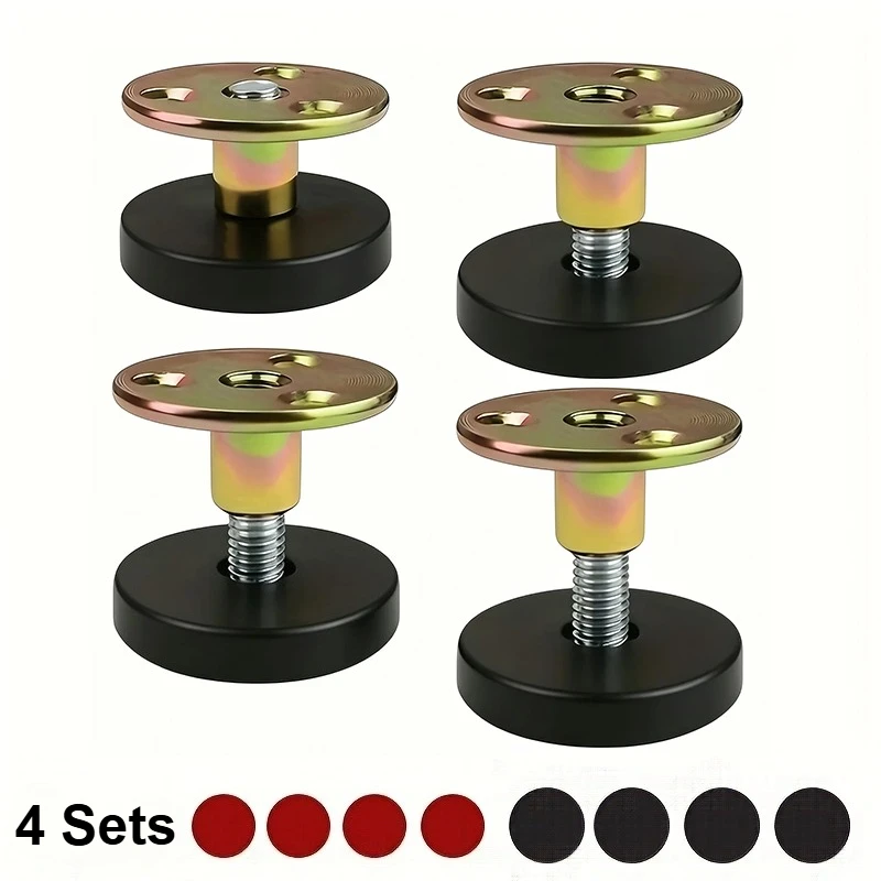 4 Sets Adjustable Metal Furniture Leg Pads, Self-Adhesive Telescopic Support Wall Stabilizers, Anti-Tremble Bed Frame Stopper