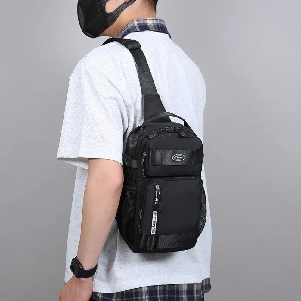 

Oxford Cloth Men Chest Bag Multifunction Large Capacity Sports Message Bag Zipper Solid Color Shoulder Crossbody Bag Outdoor