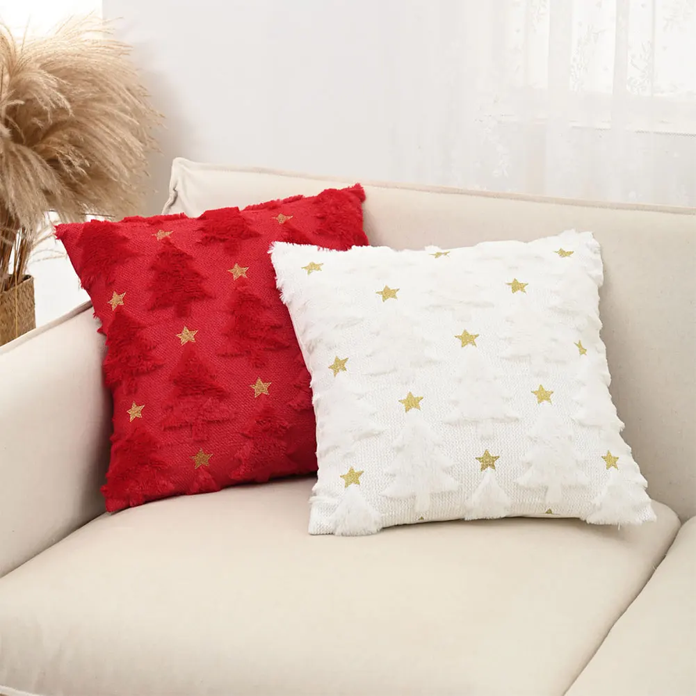 شجرة عيد الميلاد وسادة تغطي 45x45 سنتيمتر غطاء الوسادة الأريكة وسادة القضية للأريكة أريكة عطلة المهرجانات الشتاء ديكور المنزل