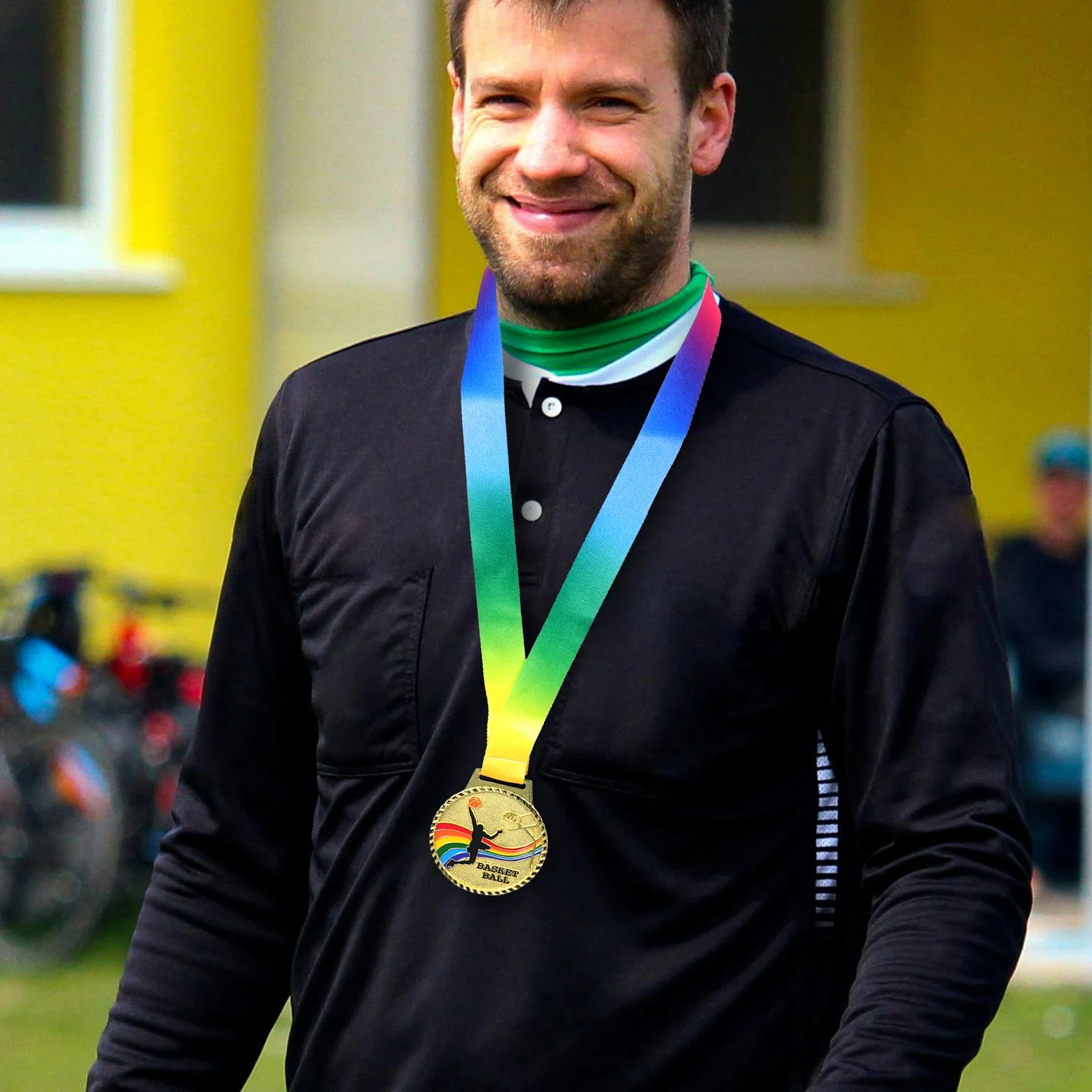 

3pcs Basketball Medals For Kids Metal Awards Ribbon Gold Medal Sports Competition Party Favors Winner Student Athletic Event