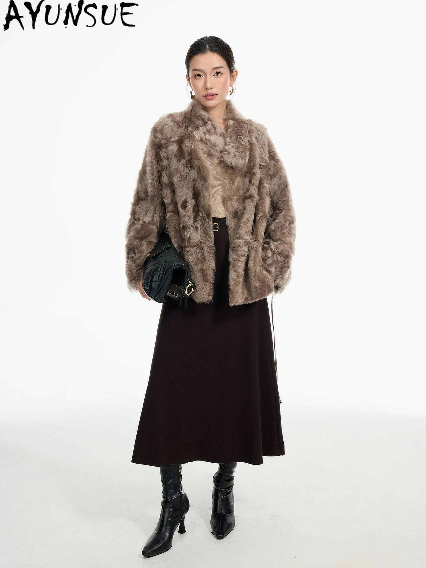 AYUNSUE Genuine Leather Jacket Women Natural Real Sheepskin Fur Coat Lamb Wool New in Coats Winter Clothes Woman Шуба Женская