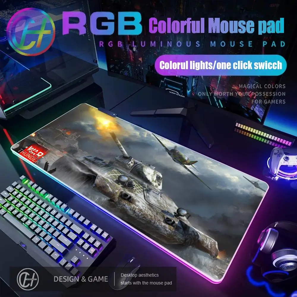 War Thunder Large RGB Mouse Pad Gaming Mousepad PC Gamer Computer Office Mouse Mat Silicone Keyboard MatDesk Pad Laptop Mausepad