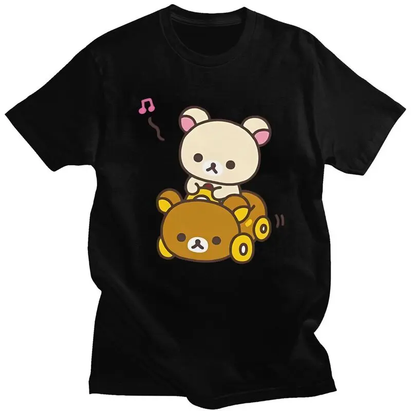 

Классическая футболка Rilakkuma на заказ, мужская хлопковая футболка с коротким рукавом, повседневная футболка с рисунком медведя, уличная футболка