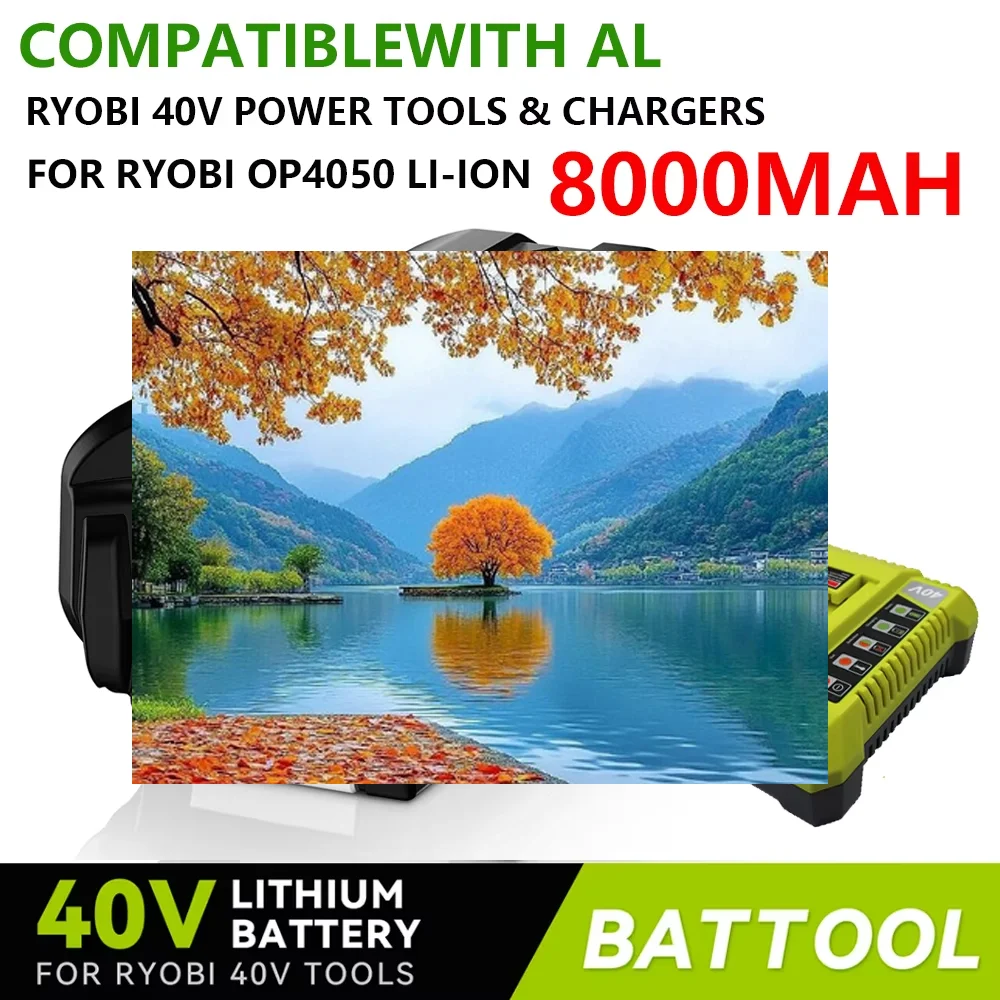 

New 40V 8AH High-Power Lithium Battery, For Ryobi RY40200 Tool Battery OP4050 OP4026 , RY40430,Ryobi Lawn Mower